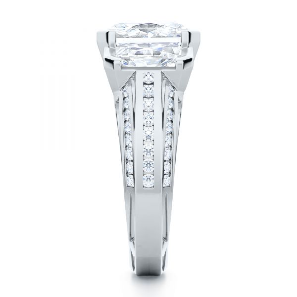 Three-stone Radiant Channel Set Engagement Ring - Image