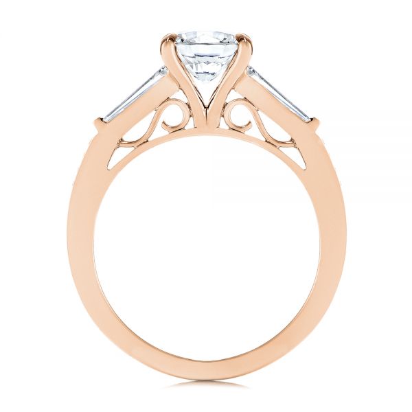 18k Rose Gold 18k Rose Gold Three-stone Tapered Baguette Diamond Engagement Ring - Front View -  105820 - Thumbnail