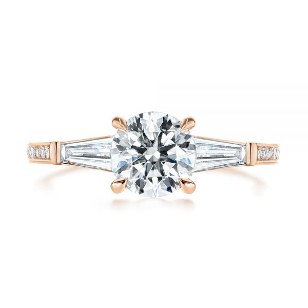 14k Rose Gold 14k Rose Gold Three-stone Tapered Baguette Diamond Engagement Ring - Top View -  105820 - Thumbnail