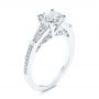 18k White Gold Three-stone Tapered Baguette Diamond Engagement Ring - Three-Quarter View -  105820 - Thumbnail