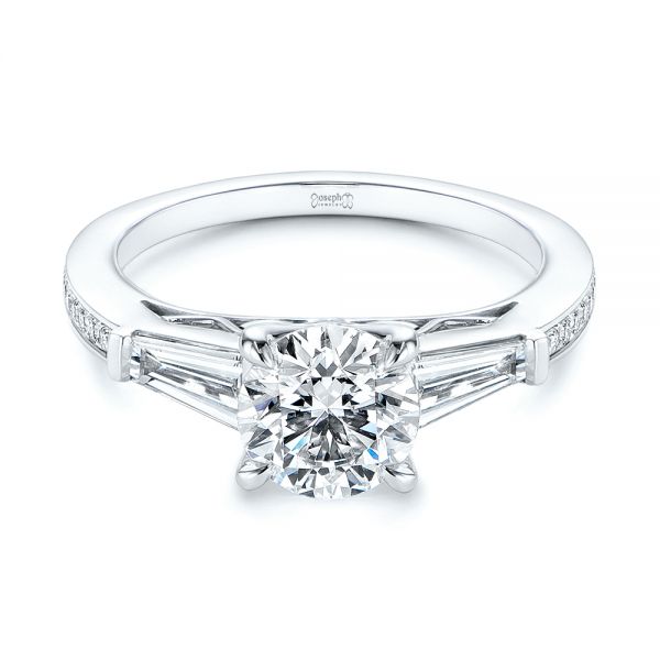  Platinum Platinum Three-stone Tapered Baguette Diamond Engagement Ring - Flat View -  105820 - Thumbnail