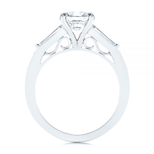 18k White Gold Three-stone Tapered Baguette Diamond Engagement Ring - Front View - 105820