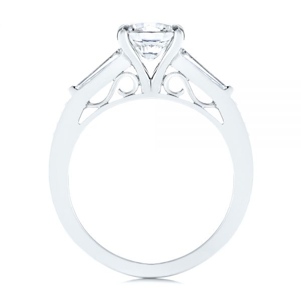 14k White Gold 14k White Gold Three-stone Tapered Baguette Diamond Engagement Ring - Front View -  105820 - Thumbnail