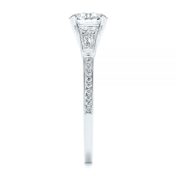 18k White Gold Three-stone Tapered Baguette Diamond Engagement Ring - Side View - 105820