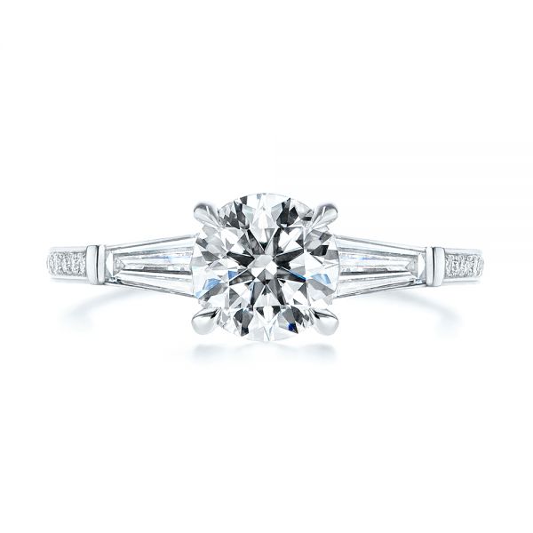18k White Gold Three-stone Tapered Baguette Diamond Engagement Ring - Top View - 105820