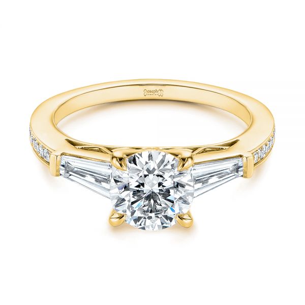 18k Yellow Gold 18k Yellow Gold Three-stone Tapered Baguette Diamond Engagement Ring - Flat View -  105820 - Thumbnail