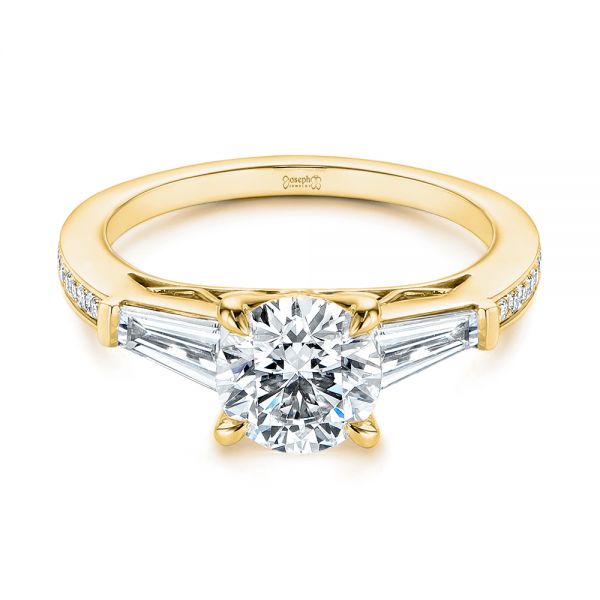 18k Yellow Gold 18k Yellow Gold Three-stone Tapered Baguette Diamond Engagement Ring - Flat View - 105820