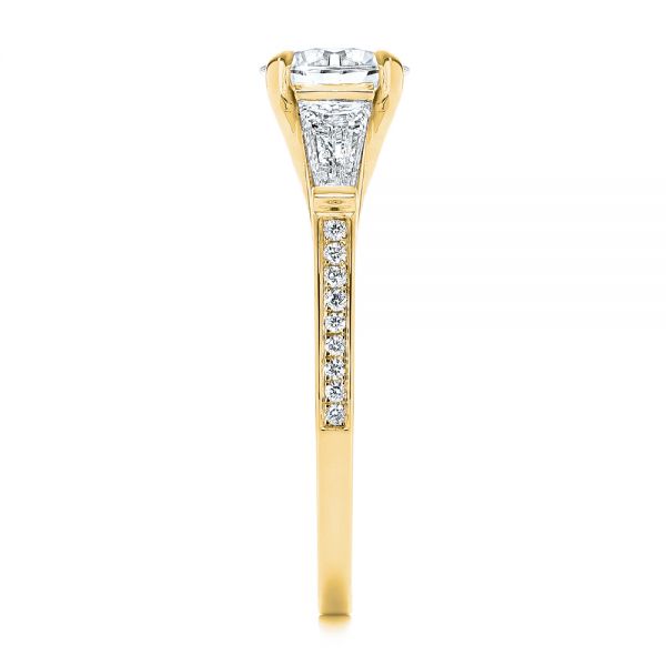 18k Yellow Gold 18k Yellow Gold Three-stone Tapered Baguette Diamond Engagement Ring - Side View - 105820
