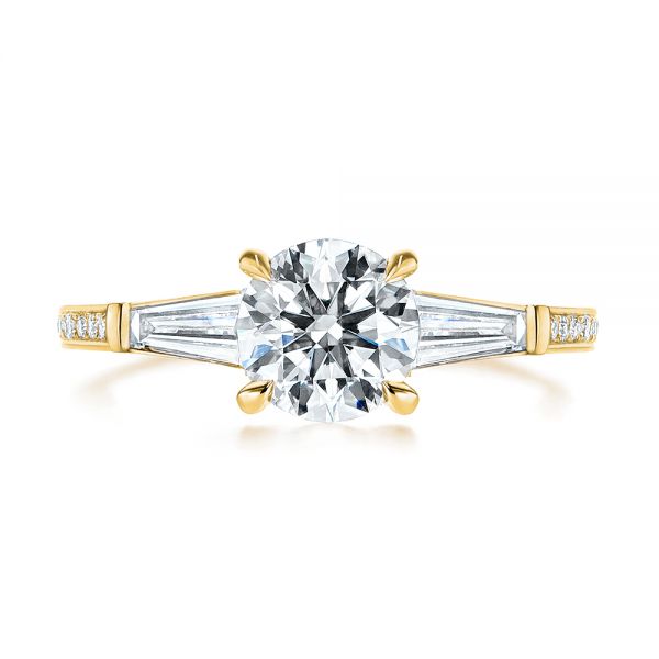 14k Yellow Gold 14k Yellow Gold Three-stone Tapered Baguette Diamond Engagement Ring - Top View -  105820 - Thumbnail