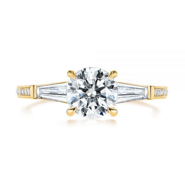 18k Yellow Gold 18k Yellow Gold Three-stone Tapered Baguette Diamond Engagement Ring - Top View - 105820