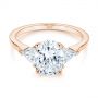 14k Rose Gold 14k Rose Gold Three-stone Trillion And Oval Diamond Engagement Ring - Flat View -  105800 - Thumbnail