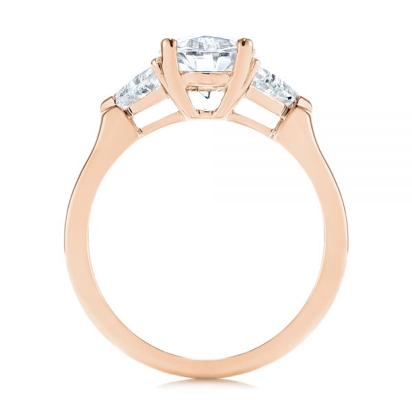 14k Rose Gold 14k Rose Gold Three-stone Trillion And Oval Diamond Engagement Ring - Front View - 105800