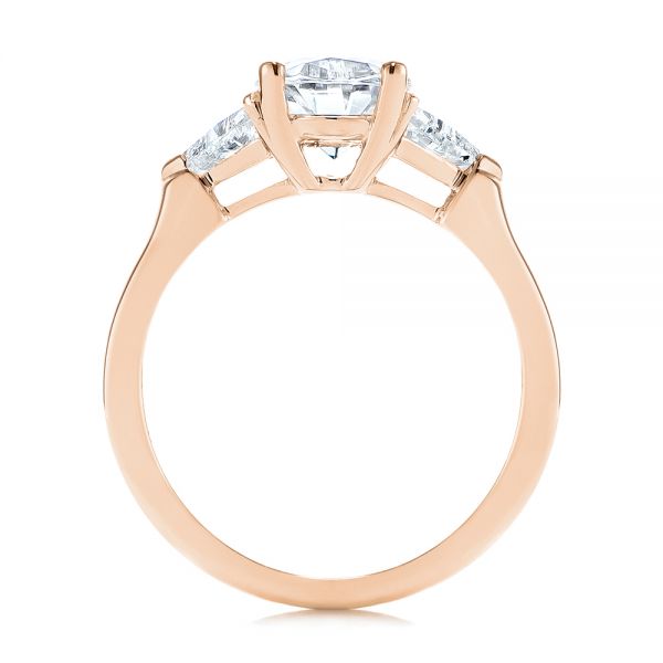 14k Rose Gold 14k Rose Gold Three-stone Trillion And Oval Diamond Engagement Ring - Front View -  105800