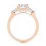 18k Rose Gold 18k Rose Gold Three-stone Trillion And Oval Diamond Engagement Ring - Front View -  105800 - Thumbnail