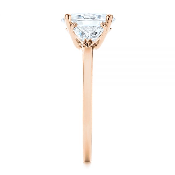 14k Rose Gold 14k Rose Gold Three-stone Trillion And Oval Diamond Engagement Ring - Side View - 105800