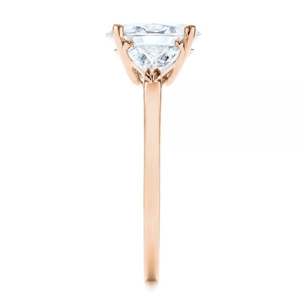 14k Rose Gold 14k Rose Gold Three-stone Trillion And Oval Diamond Engagement Ring - Side View -  105800