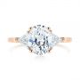 18k Rose Gold 18k Rose Gold Three-stone Trillion And Oval Diamond Engagement Ring - Top View -  105800 - Thumbnail