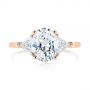 14k Rose Gold 14k Rose Gold Three-stone Trillion And Oval Diamond Engagement Ring - Top View -  105800 - Thumbnail