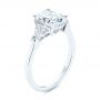 18k White Gold Three-stone Trillion And Oval Diamond Engagement Ring - Three-Quarter View -  105800 - Thumbnail