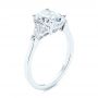 14k White Gold 14k White Gold Three-stone Trillion And Oval Diamond Engagement Ring - Three-Quarter View -  105800 - Thumbnail