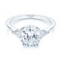 14k White Gold 14k White Gold Three-stone Trillion And Oval Diamond Engagement Ring - Flat View -  105800 - Thumbnail