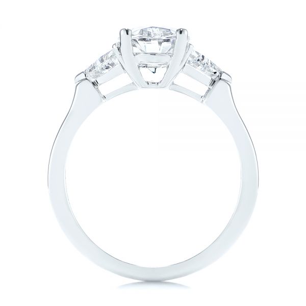 14k White Gold 14k White Gold Three-stone Trillion And Oval Diamond Engagement Ring - Front View -  105800