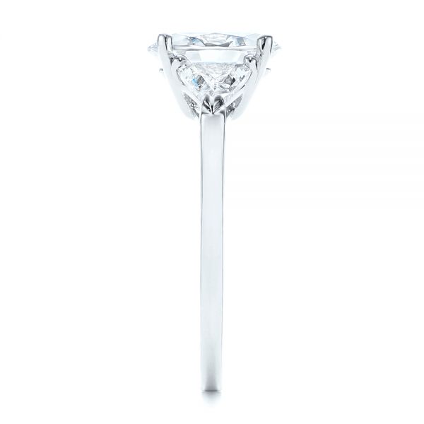  Platinum Platinum Three-stone Trillion And Oval Diamond Engagement Ring - Side View -  105800