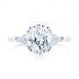 14k White Gold 14k White Gold Three-stone Trillion And Oval Diamond Engagement Ring - Top View -  105800 - Thumbnail