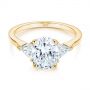 18k Yellow Gold 18k Yellow Gold Three-stone Trillion And Oval Diamond Engagement Ring - Flat View -  105800 - Thumbnail