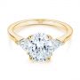 18k Yellow Gold 18k Yellow Gold Three-stone Trillion And Oval Diamond Engagement Ring - Flat View -  105800 - Thumbnail