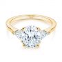 14k Yellow Gold 14k Yellow Gold Three-stone Trillion And Oval Diamond Engagement Ring - Flat View -  105800 - Thumbnail