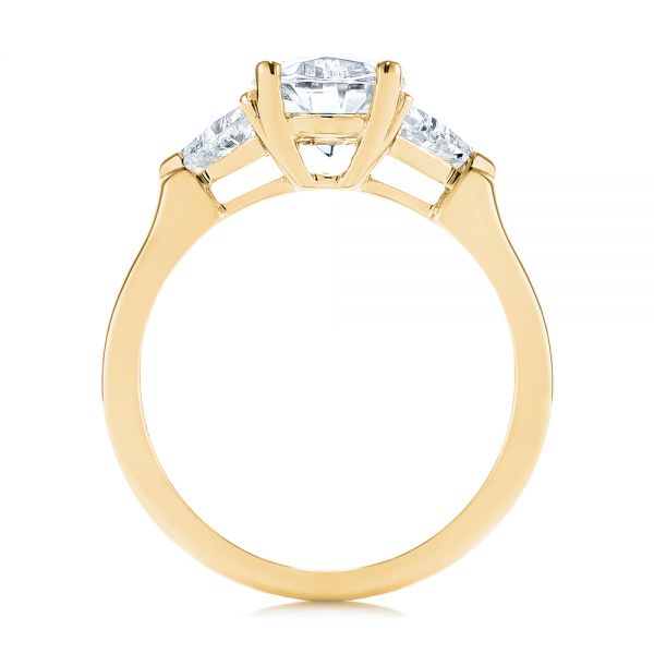 18k Yellow Gold 18k Yellow Gold Three-stone Trillion And Oval Diamond Engagement Ring - Front View -  105800