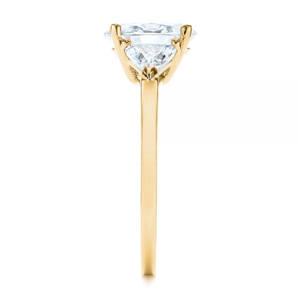 14k Yellow Gold 14k Yellow Gold Three-stone Trillion And Oval Diamond Engagement Ring - Side View -  105800