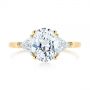 18k Yellow Gold 18k Yellow Gold Three-stone Trillion And Oval Diamond Engagement Ring - Top View -  105800 - Thumbnail