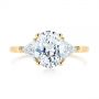 18k Yellow Gold 18k Yellow Gold Three-stone Trillion And Oval Diamond Engagement Ring - Top View -  105800 - Thumbnail