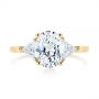 14k Yellow Gold 14k Yellow Gold Three-stone Trillion And Oval Diamond Engagement Ring - Top View -  105800 - Thumbnail