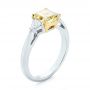 Three-stone Yellow And White Diamond Engagement Ring - Three-Quarter View -  104134 - Thumbnail