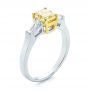 Three-stone Yellow And White Diamond Engagement Ring - Three-Quarter View -  104136 - Thumbnail