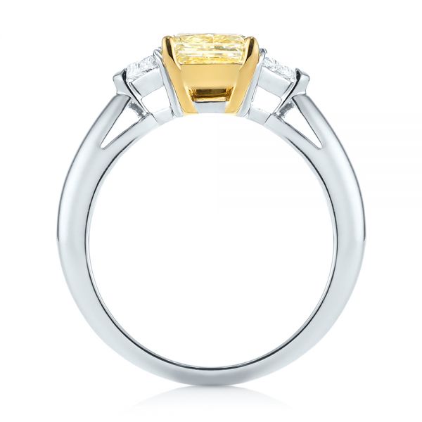 Three-stone Yellow And White Diamond Engagement Ring - Front View -  104134
