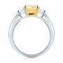 Three-stone Yellow And White Diamond Engagement Ring - Front View -  104134 - Thumbnail
