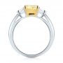 Three-stone Yellow And White Diamond Engagement Ring - Front View -  104134 - Thumbnail