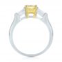 Three-stone Yellow And White Diamond Engagement Ring - Front View -  104136 - Thumbnail