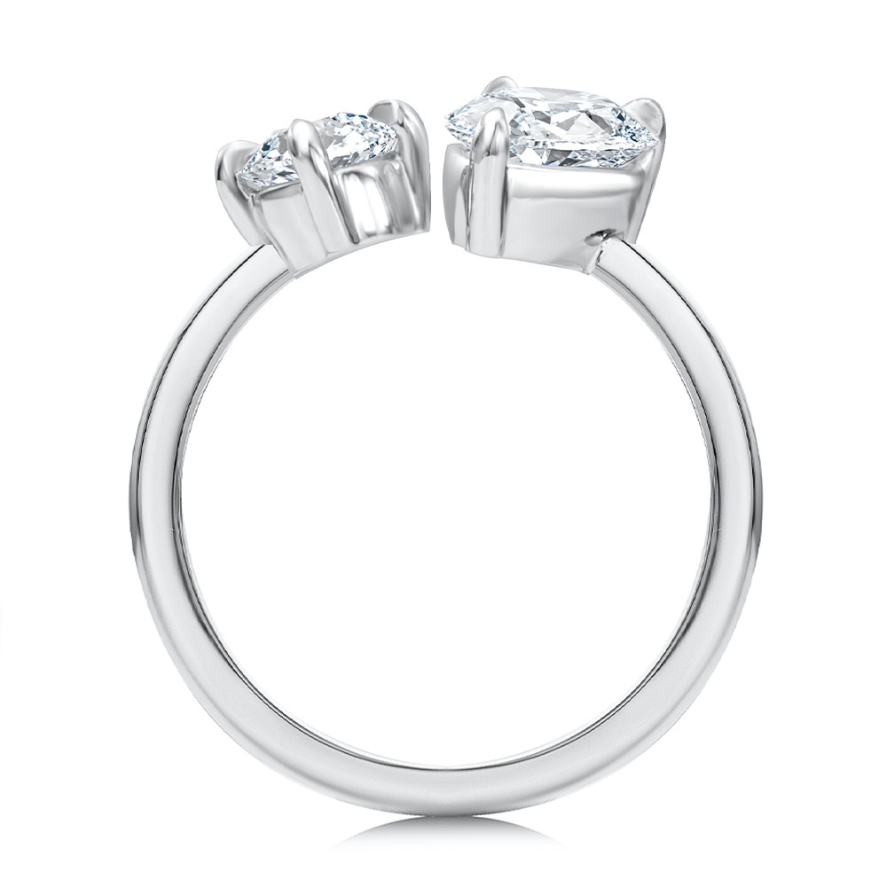  Platinum And Platinum Platinum And Platinum Toi Et Moi Pear And Round Diamond Engagement Ring - Front View -  108546 - Thumbnail