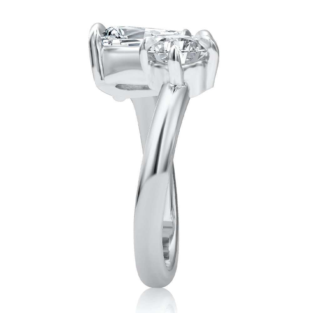  Platinum And Platinum Platinum And Platinum Toi Et Moi Pear And Round Diamond Engagement Ring - Side View -  108546 - Thumbnail