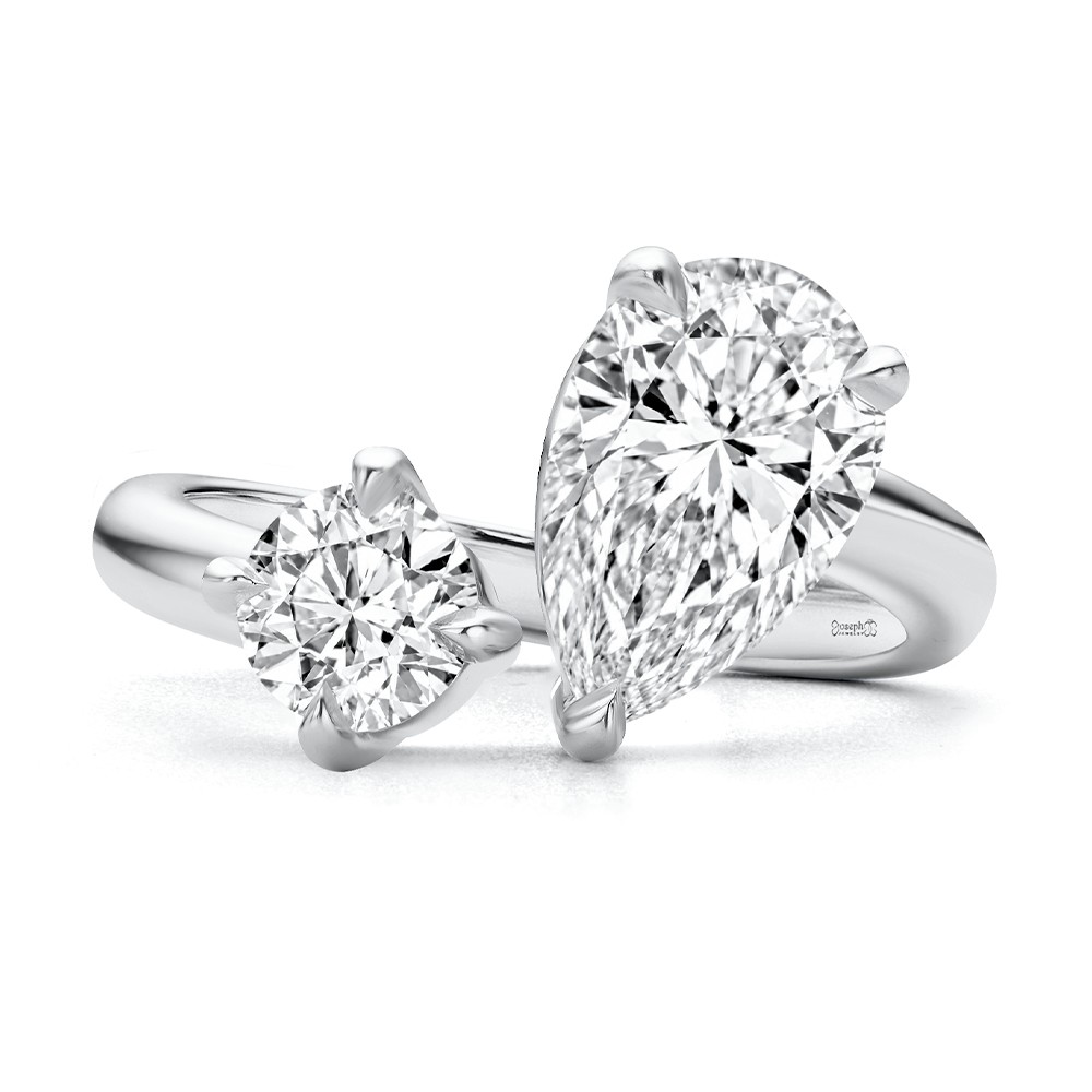  Platinum And Platinum Platinum And Platinum Toi Et Moi Pear And Round Diamond Engagement Ring - Top View -  108546 - Thumbnail