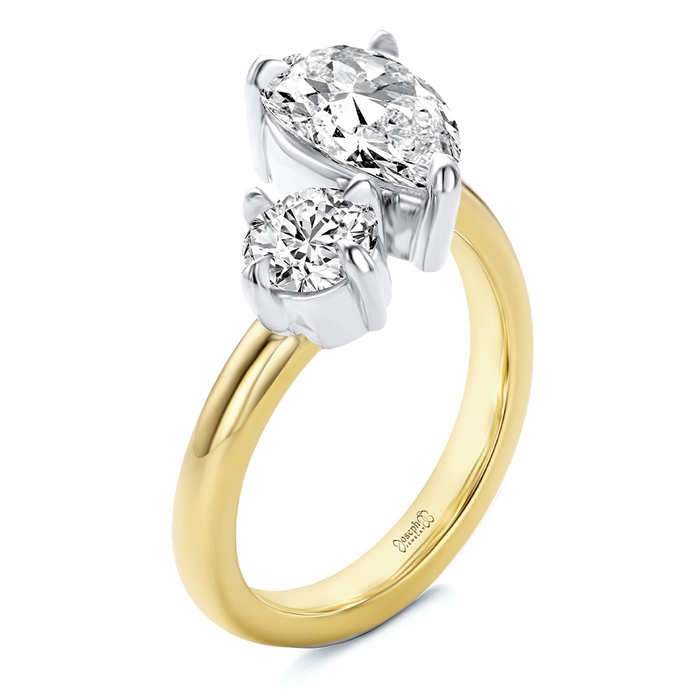 Toi et Moi Pear and Round Diamond Engagement Ring - Image