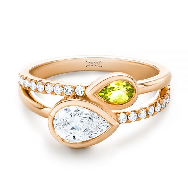 18k Rose Gold 18k Rose Gold Toi Et Moi Split Shank Engagement Ring - Flat View - 107434