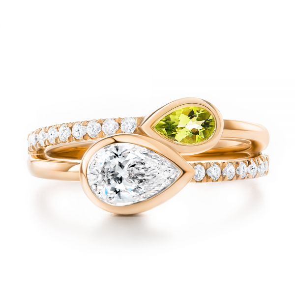 18k Rose Gold 18k Rose Gold Toi Et Moi Split Shank Engagement Ring - Top View - 107434