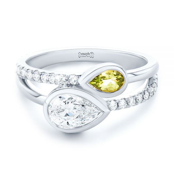 18k White Gold 18k White Gold Toi Et Moi Split Shank Engagement Ring - Flat View - 107434