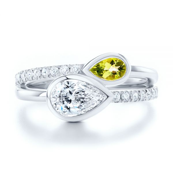 18k White Gold 18k White Gold Toi Et Moi Split Shank Engagement Ring - Top View - 107434